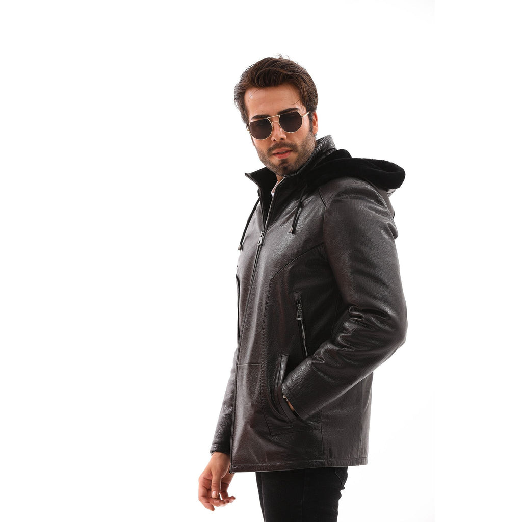 The Bergamo Black Shearling Leather Men Jacket