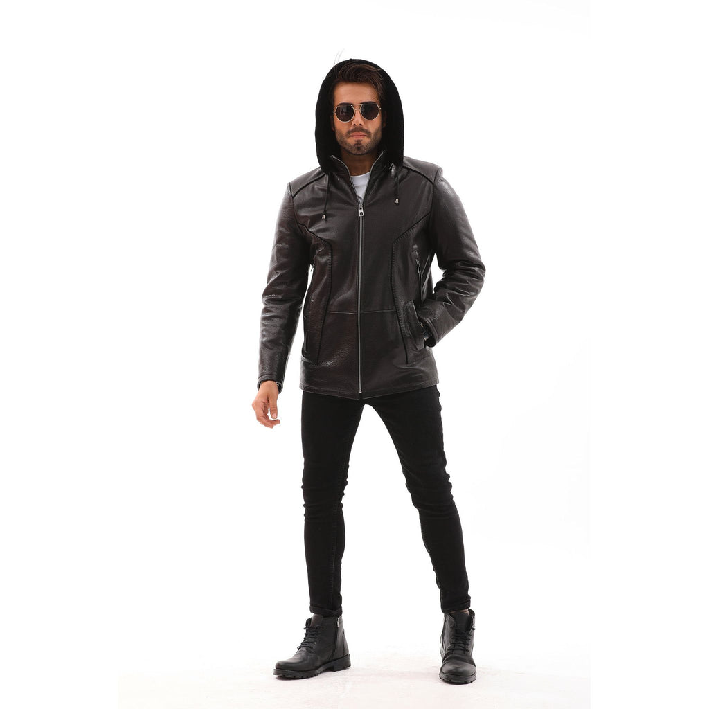 The Bergamo Black Shearling Leather Men Jacket