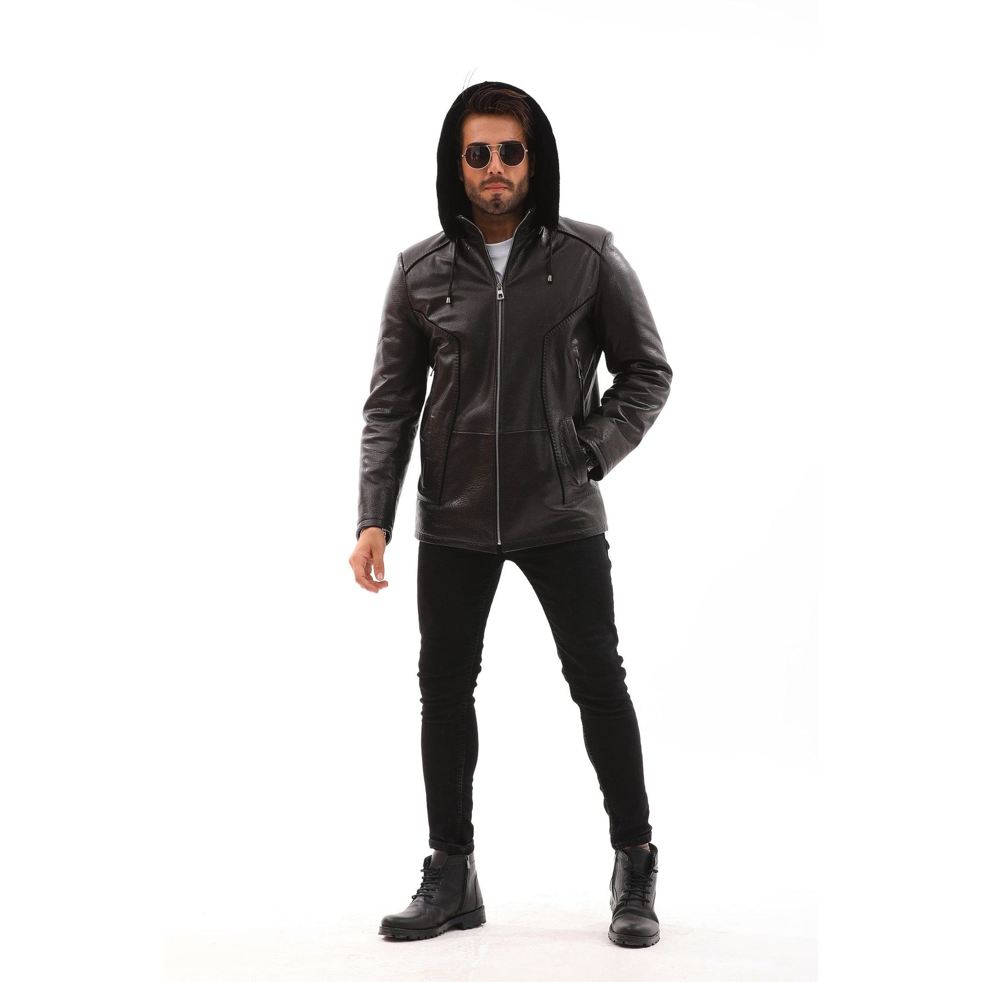 The Bergamo Black Shearling Leather Men Jacket