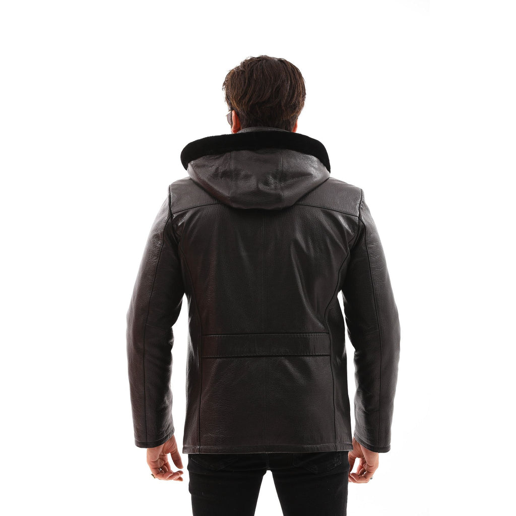 The Bergamo Black Shearling Leather Men Jacket