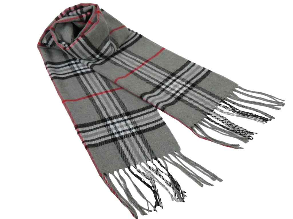 J.Valintin Unisex Plaid Scarf Soft Feel Acrylic Fashion Design #Scarf5 Gray