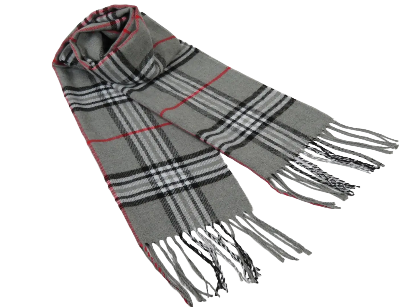 J.Valintin Unisex Plaid Scarf Soft Feel Acrylic Fashion Design #Scarf5 Gray