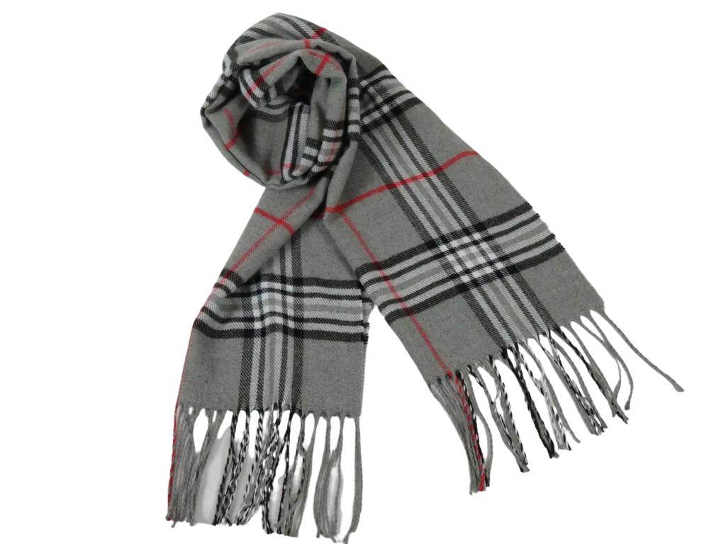 J.Valintin Unisex Plaid Scarf Soft Feel Acrylic Fashion Design #Scarf5 Gray