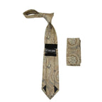 Men's Stacy Adams Tie and Hankie Set Fancy Woven Silky Satin #SAT62 Tan