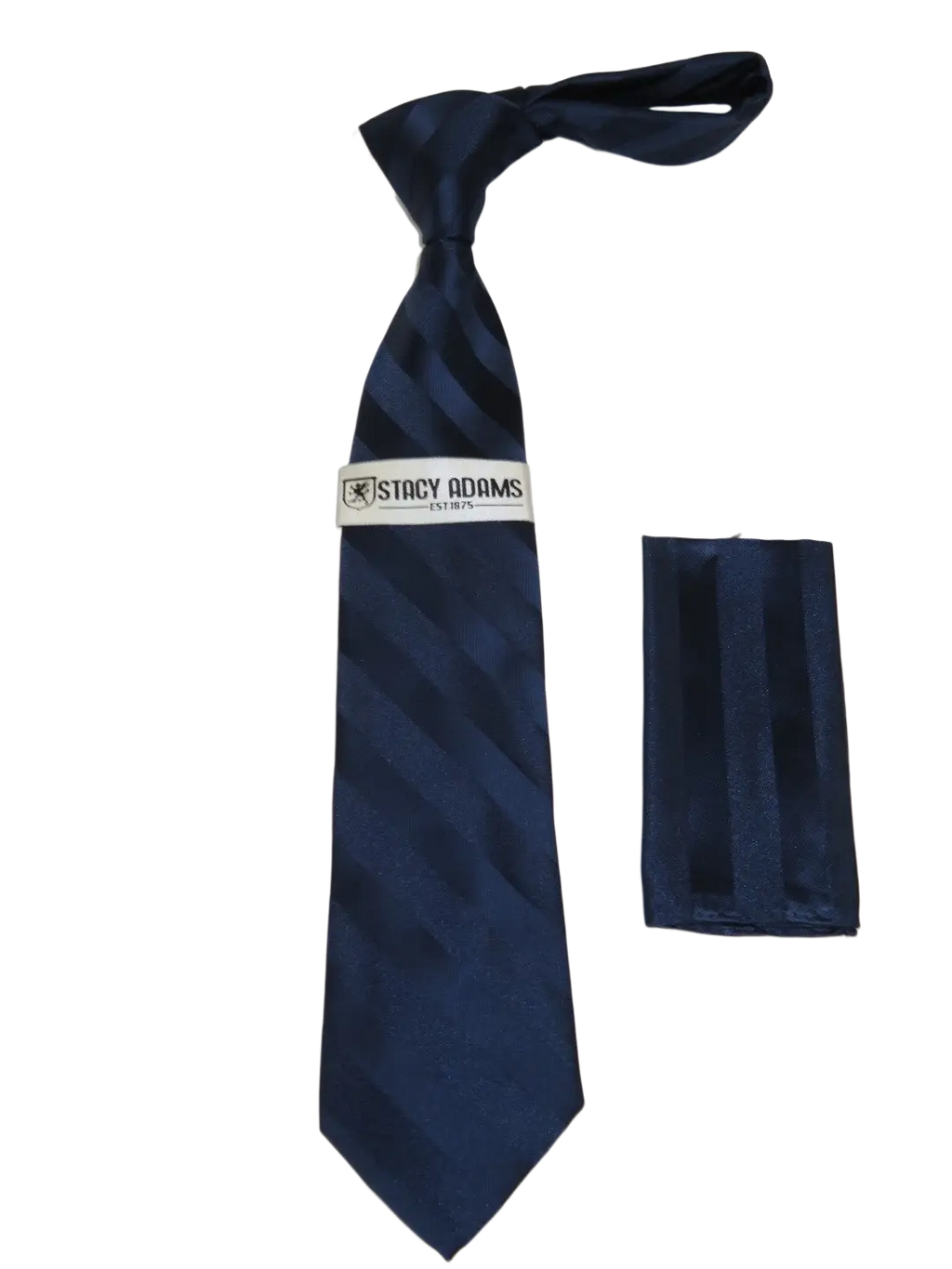 Men's Stacy Adams Tie and Hankie Set Fancy Woven Silky Satin #SAT137 Navy