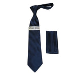 Men's Stacy Adams Tie and Hankie Set Fancy Woven Silky Satin #SAT137 Navy