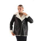 The Prague Black & White Leather Women Jacket
