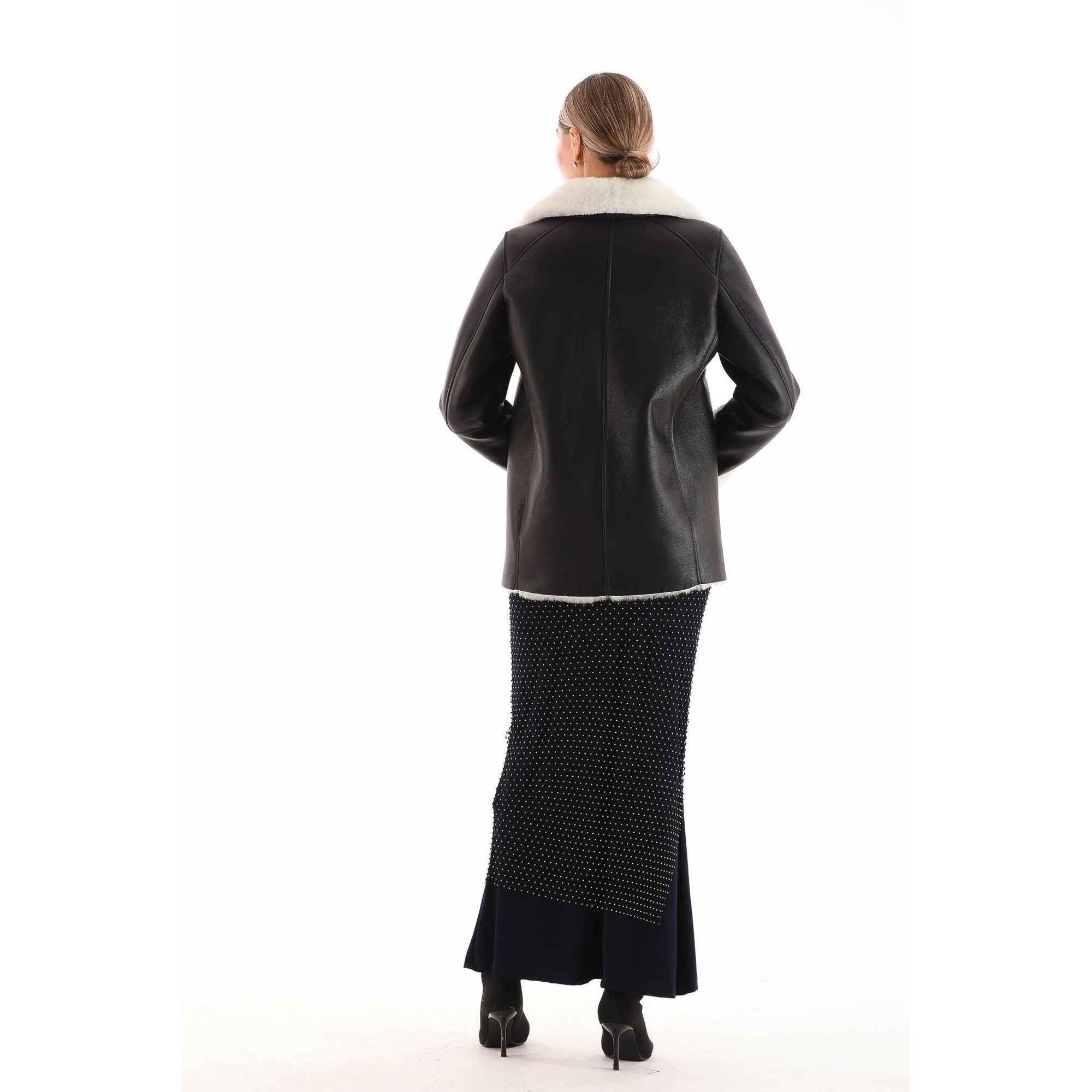 The Prague Black & White Leather Women Jacket
