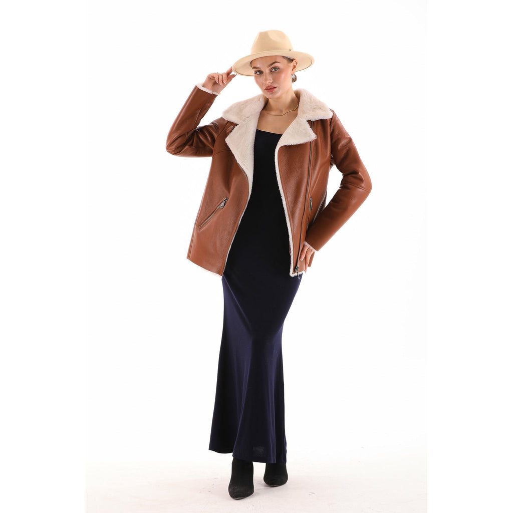 The Prague Tan Leather Women Jacket