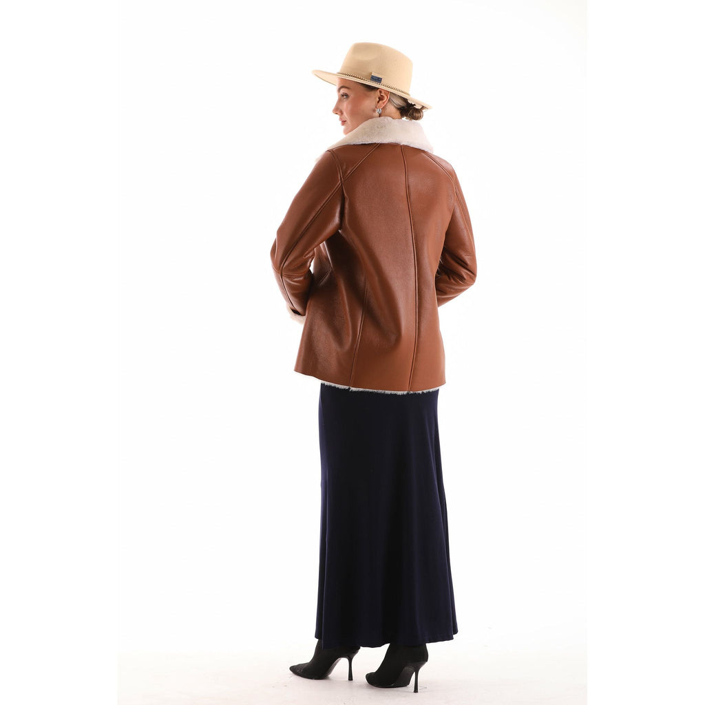 The Prague Tan Leather Women Jacket