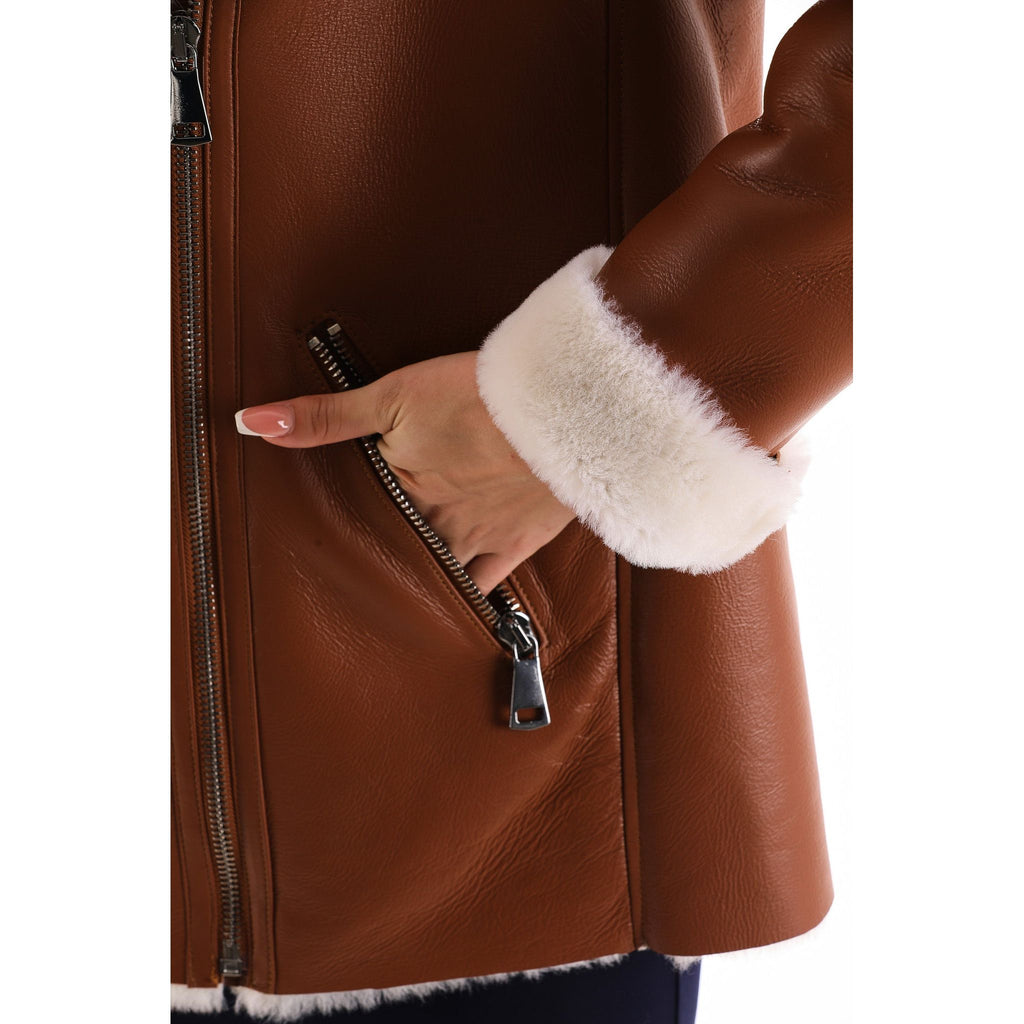 The Prague Tan Leather Women Jacket
