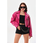 The Blaze Fuchsia Leather Women Jacket