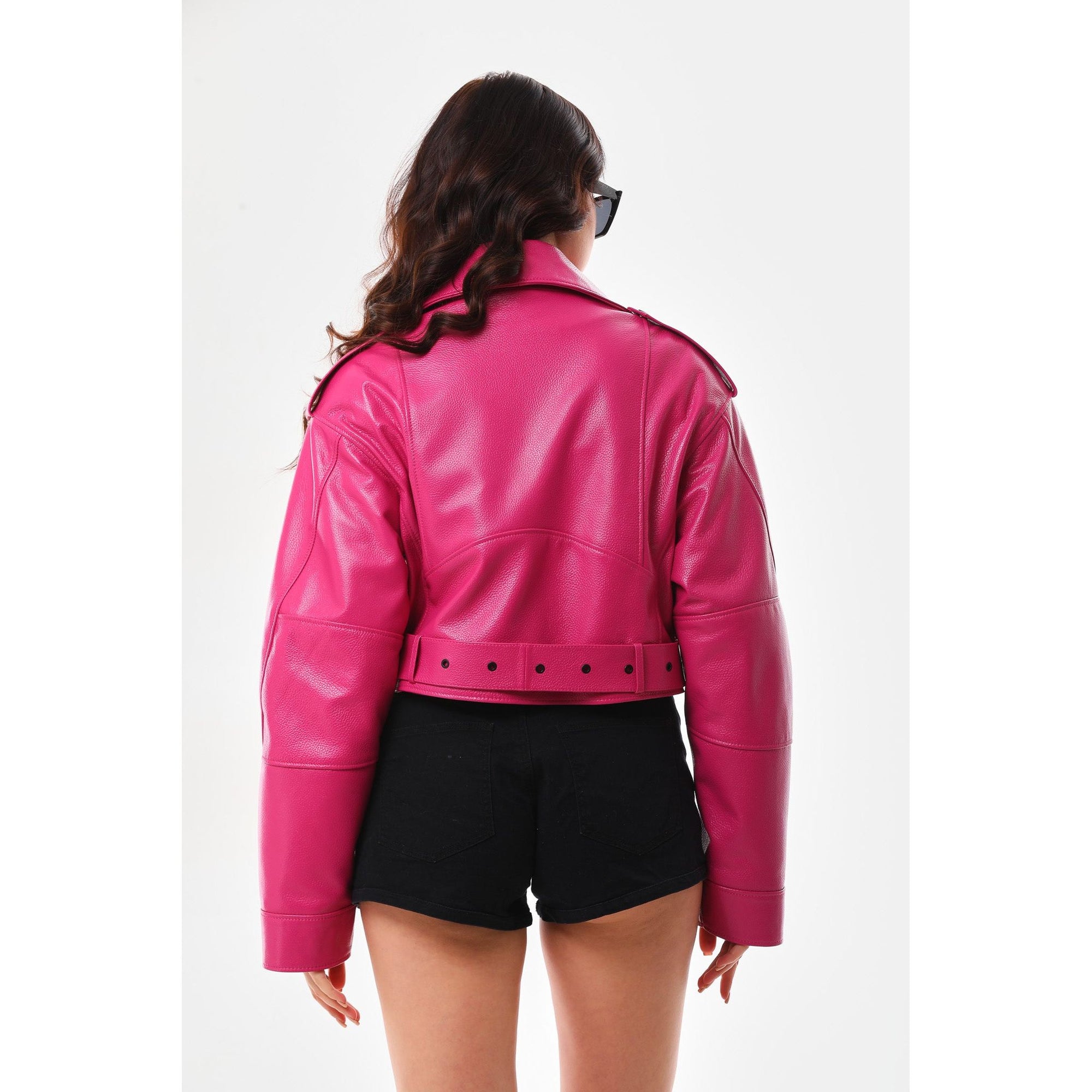 The Blaze Fuchsia Leather Women Jacket