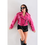 The Blaze Fuchsia Leather Women Jacket