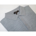 Mens PRINCELY Soft Merinos Wool Sweater Knits Light Weight Polo 1011-40 Lt Gray