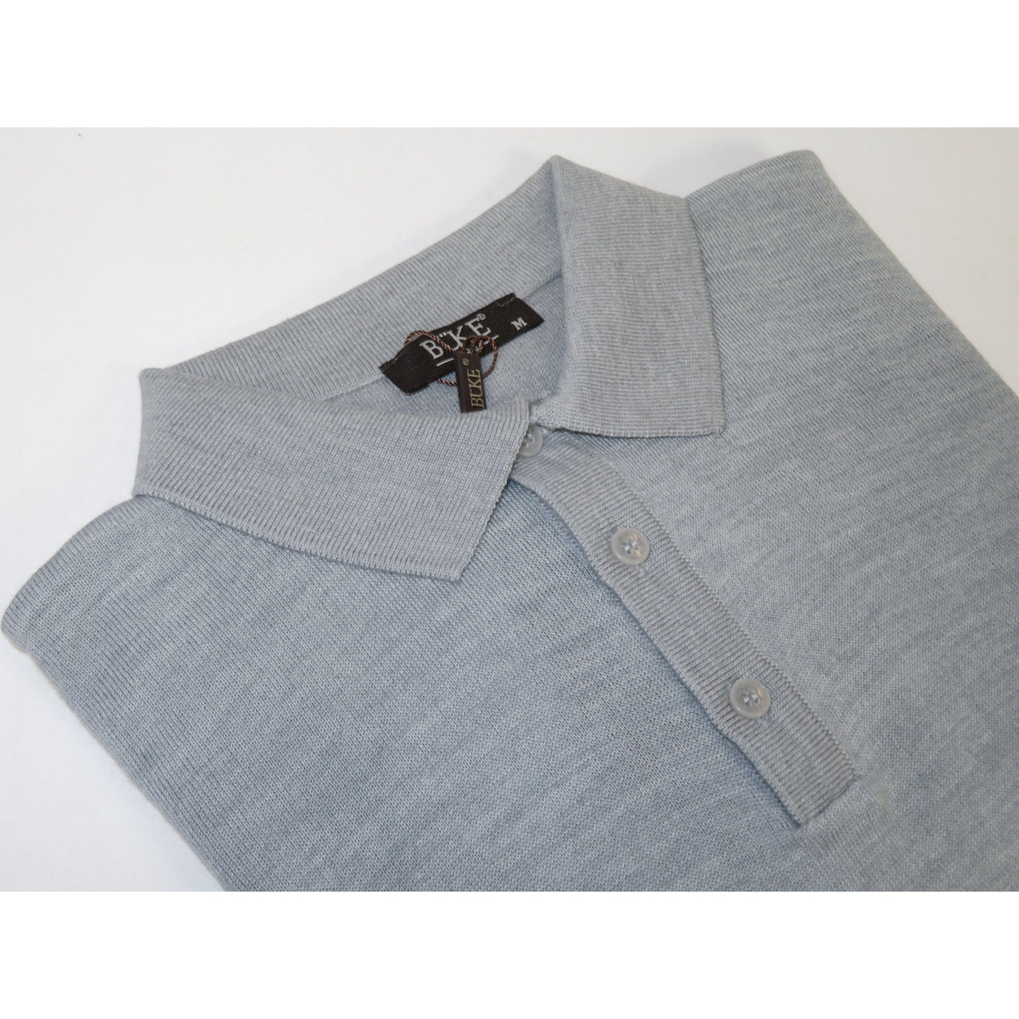 Mens PRINCELY Soft Merinos Wool Sweater Knits Light Weight Polo 1011-40 Lt Gray