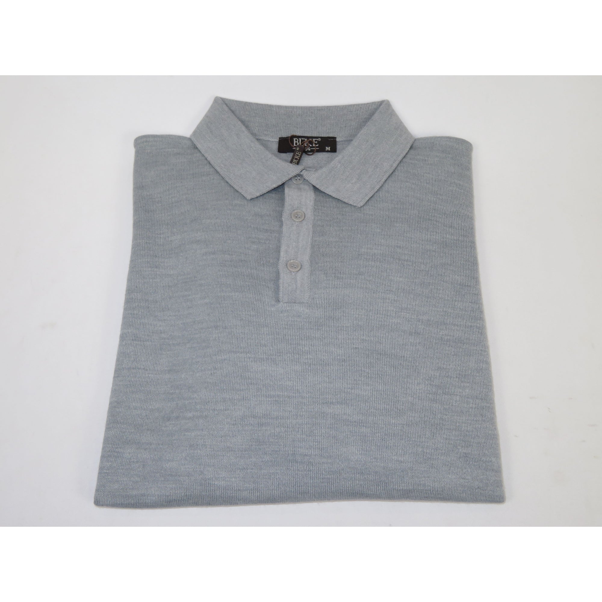Mens PRINCELY Soft Merinos Wool Sweater Knits Light Weight Polo 1011-40 Lt Gray