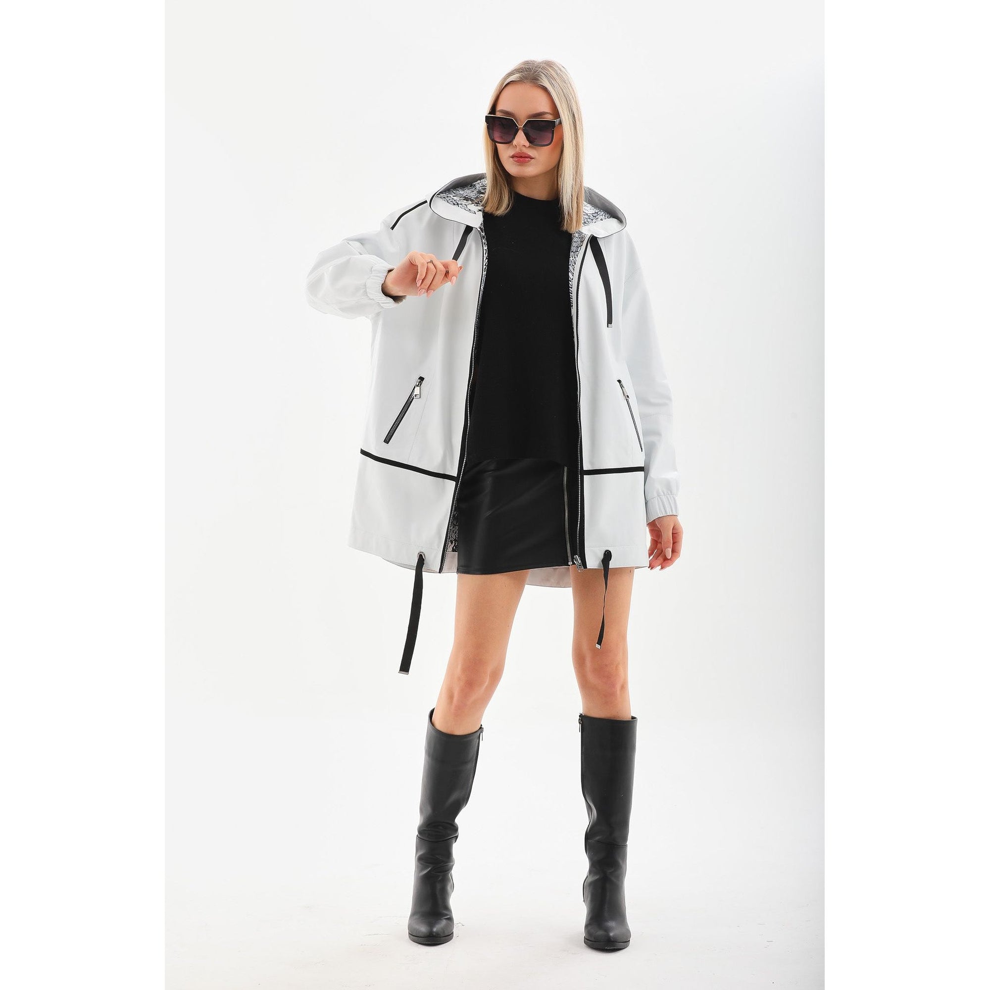 Vinci The Vega White Reversible Leather Women Jacket