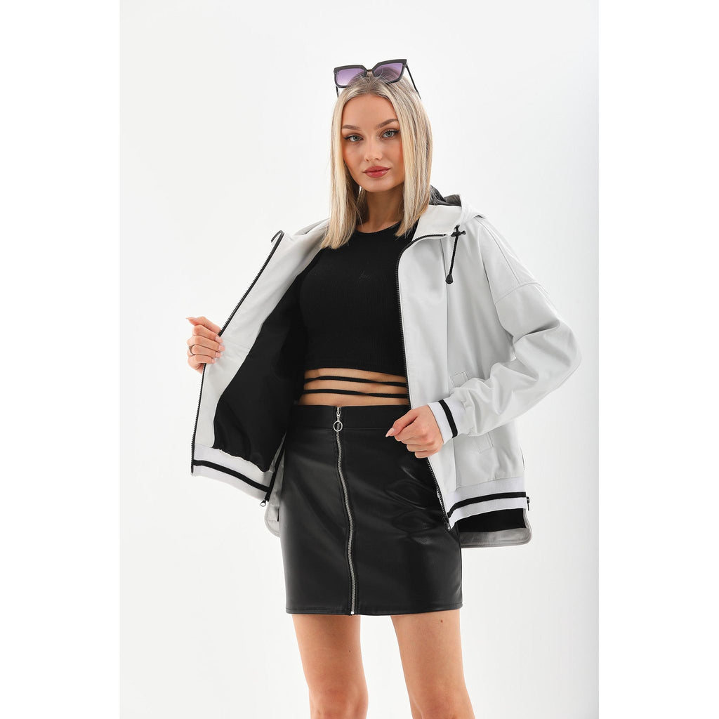 The Polar White Leather Women Leather Jacket