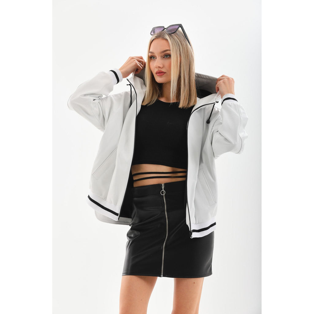 The Polar White Leather Women Leather Jacket