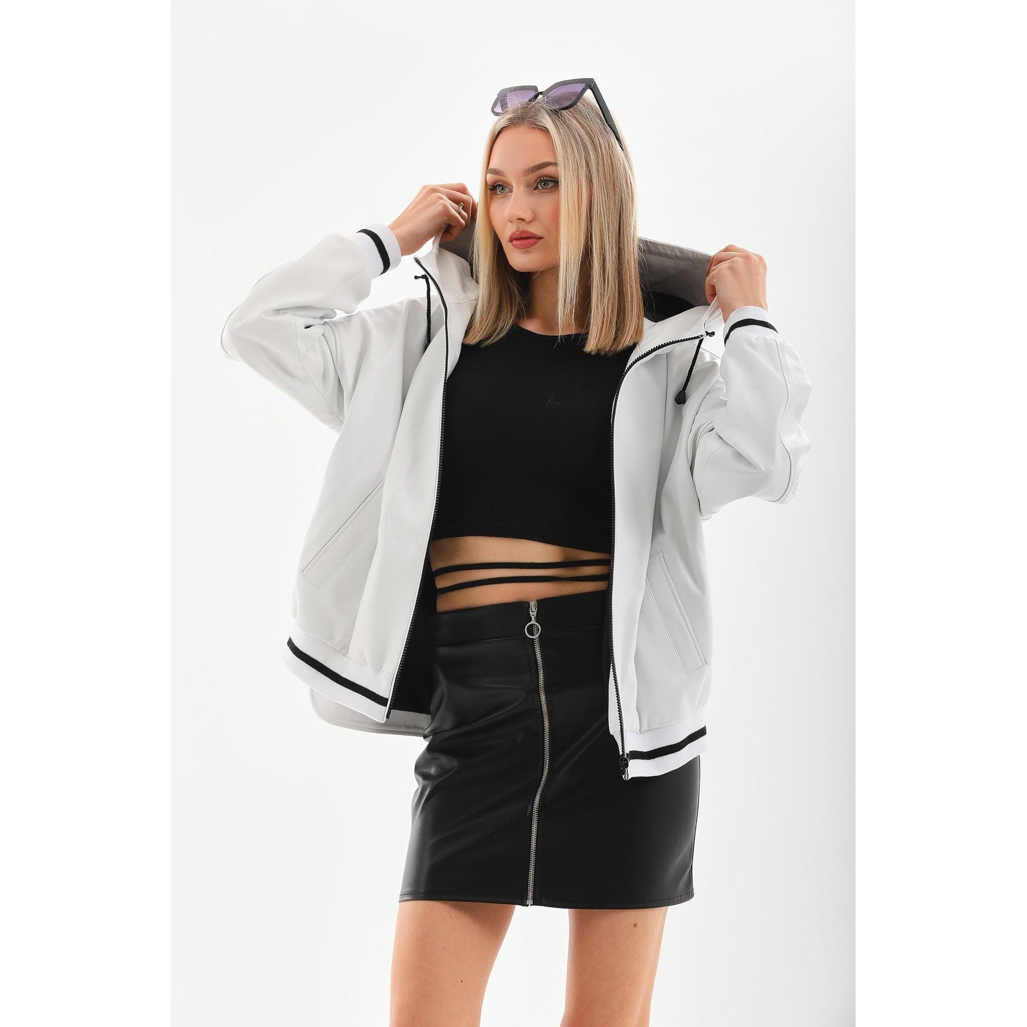 The Polar White Leather Women Leather Jacket