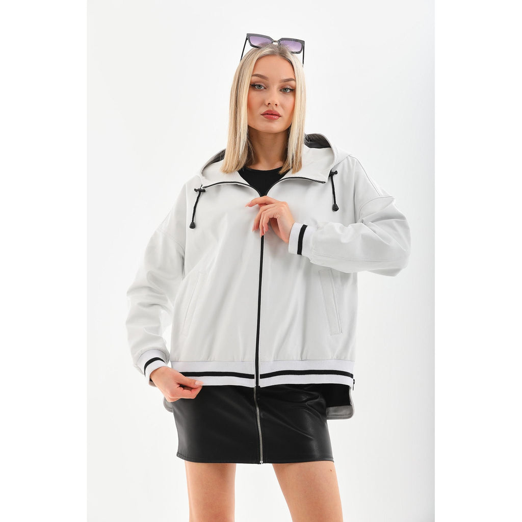 The Polar White Leather Women Leather Jacket