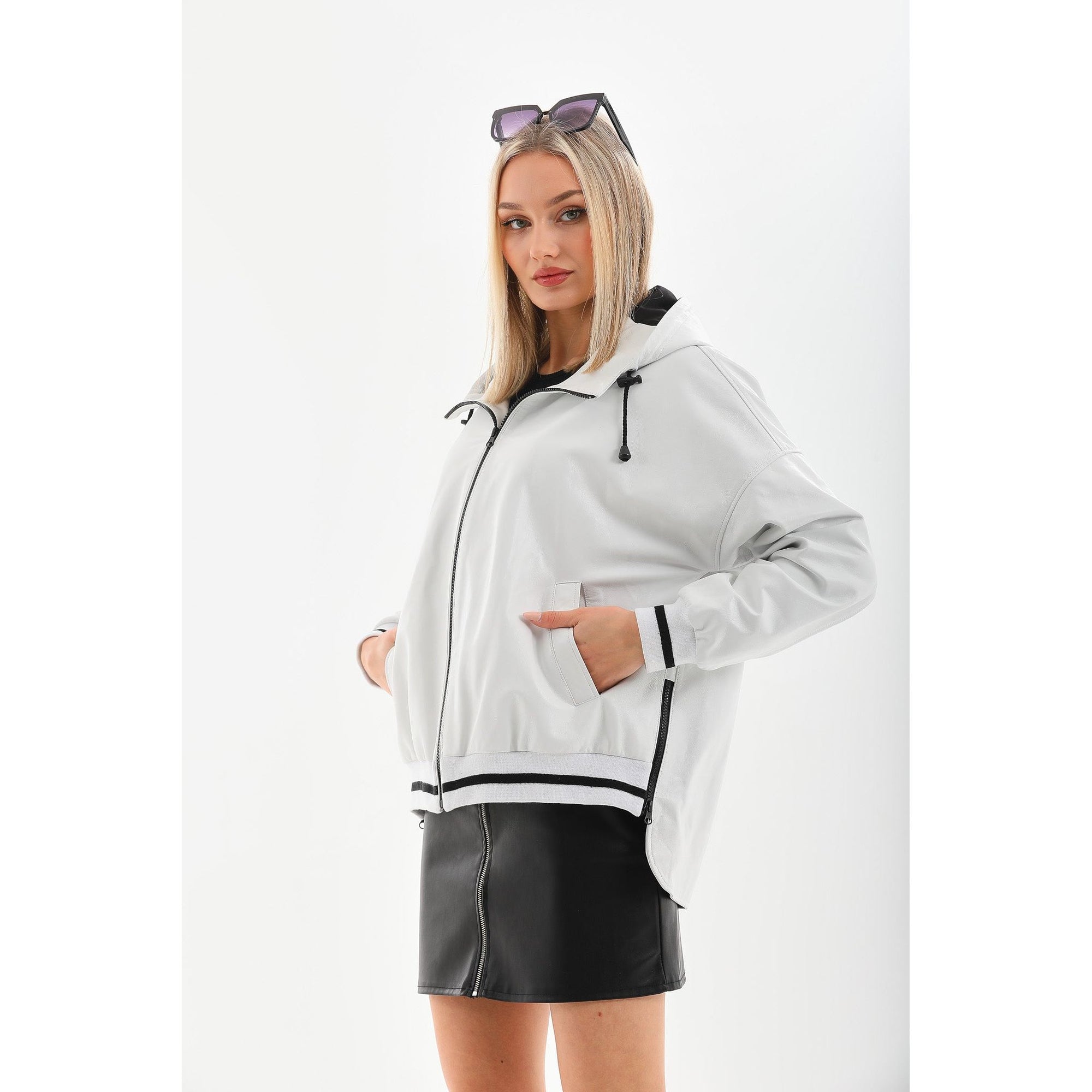 The Polar White Leather Women Leather Jacket