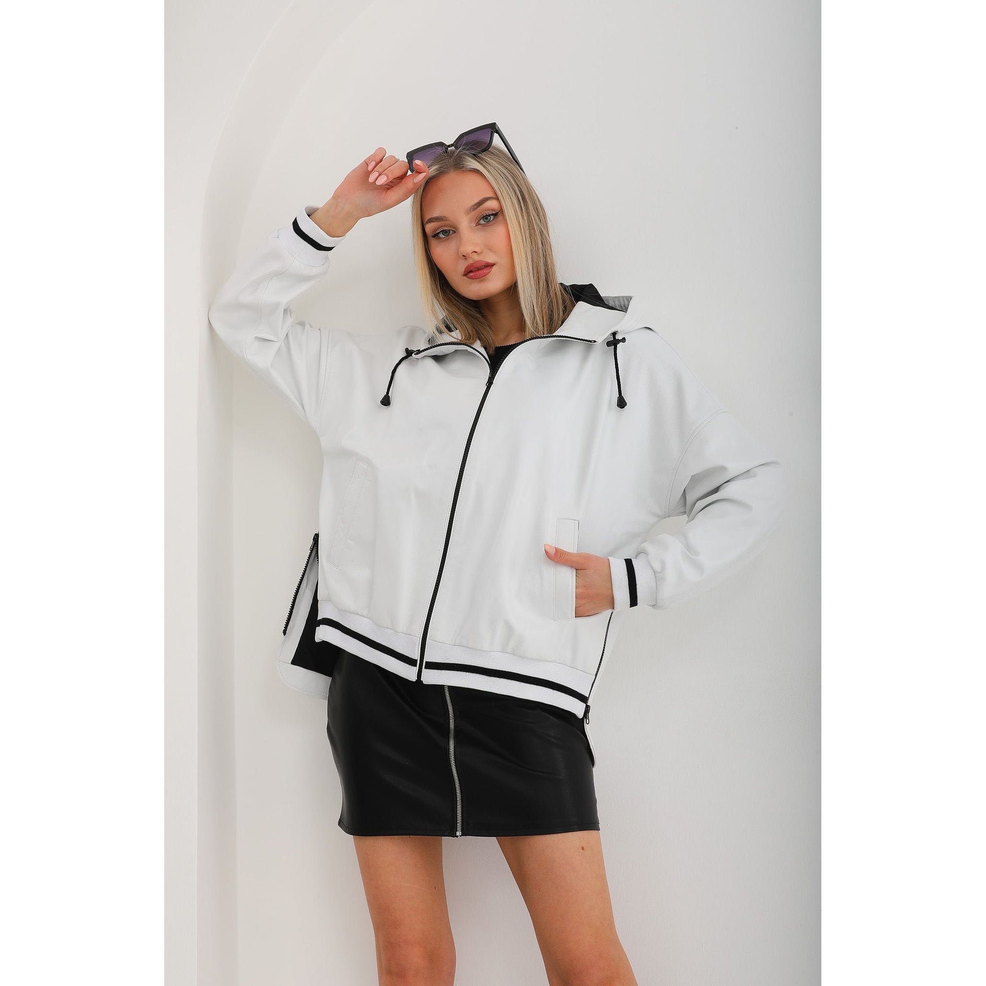 The Polar White Leather Women Leather Jacket