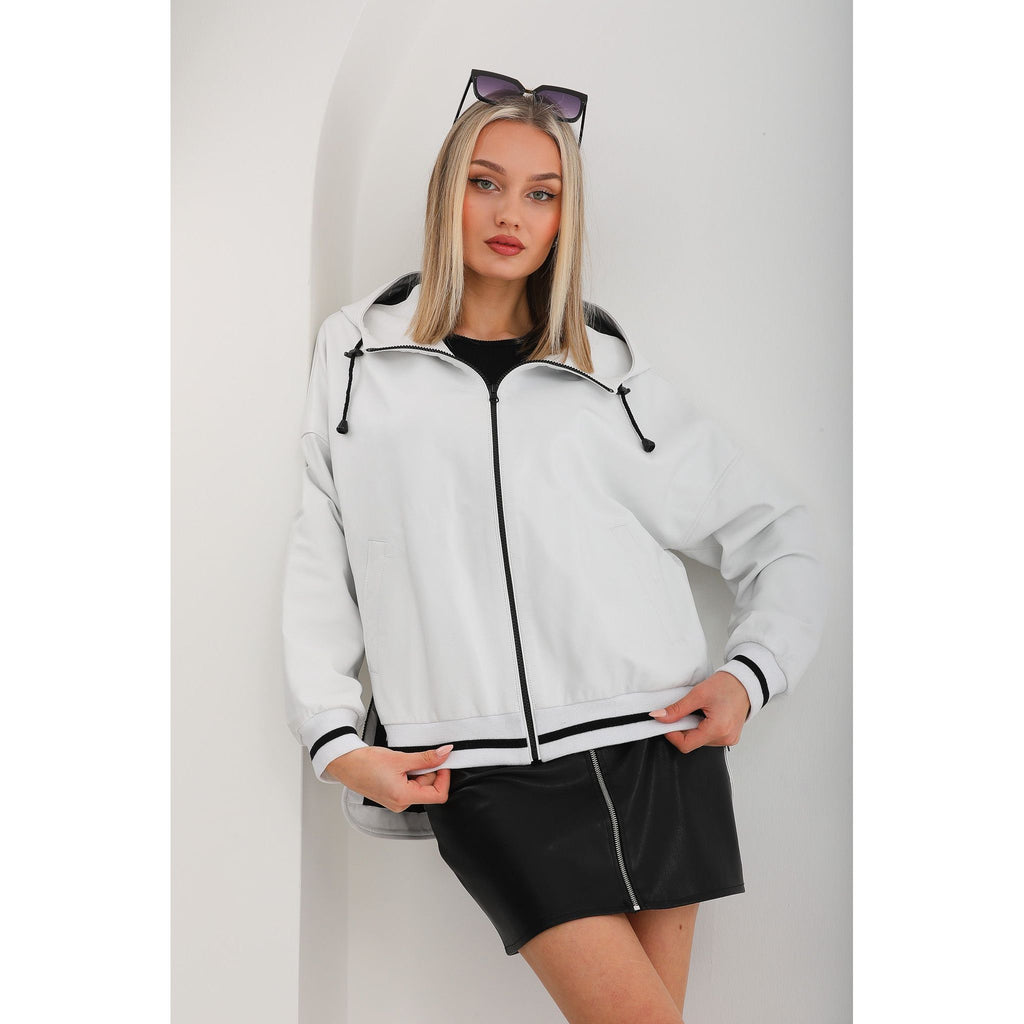 The Polar White Leather Women Leather Jacket