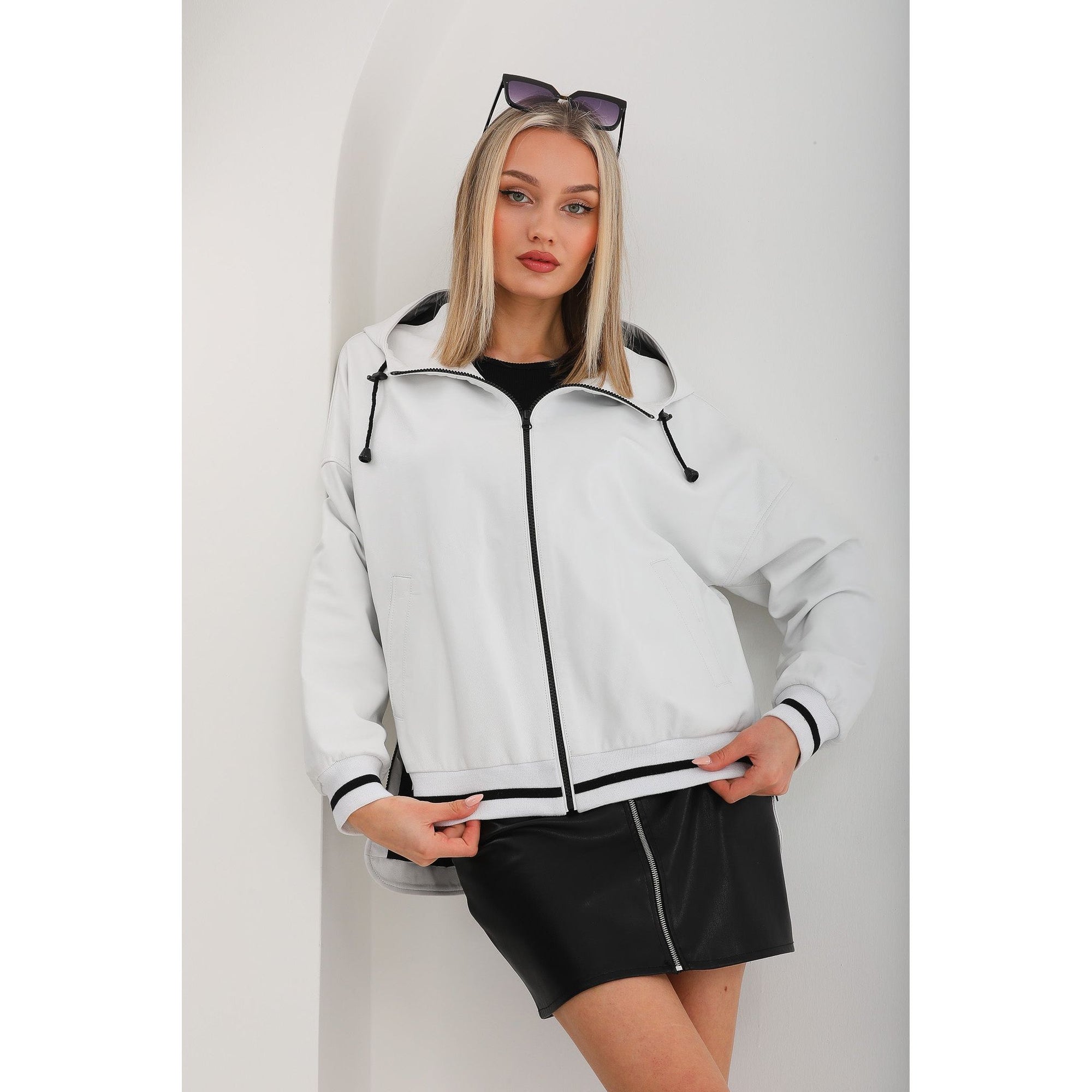 The Polar White Leather Women Leather Jacket