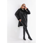 Vinci The Onyx Black Shearling & Fox Fur Leather Women Jacket