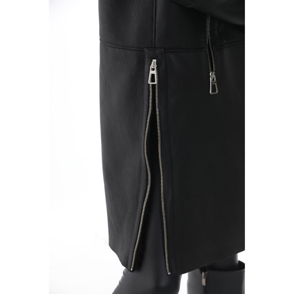 Vinci The Onyx Black Shearling & Fox Fur Leather Women Jacket