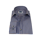 Men's Sports Dress Shirt MARCUZZI Turkey 100% Soft Cotton Marc8 Brown Checker