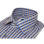 Men's Sports Dress Shirt MARCUZZI Turkey 100% Soft Cotton Marc8 Brown Checker