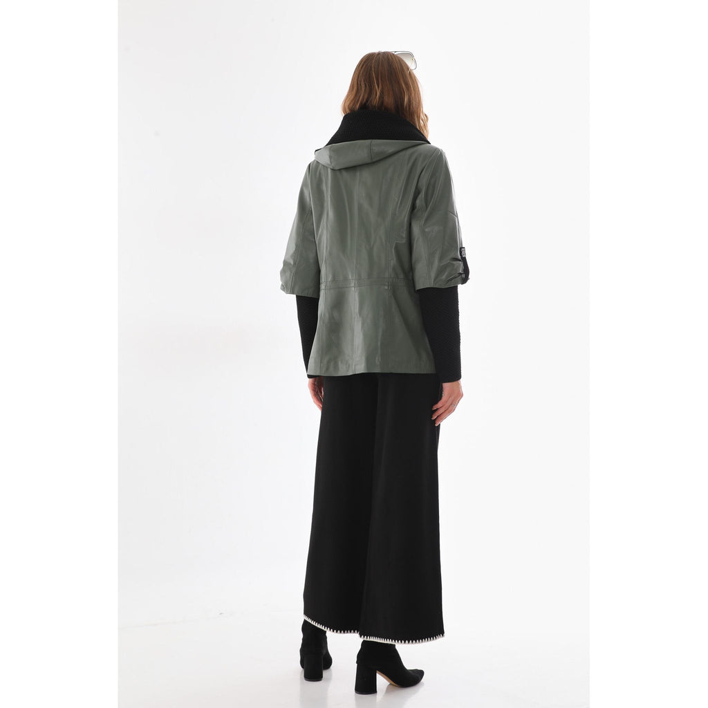 The Hudson Olive Green Leather Women Jacket