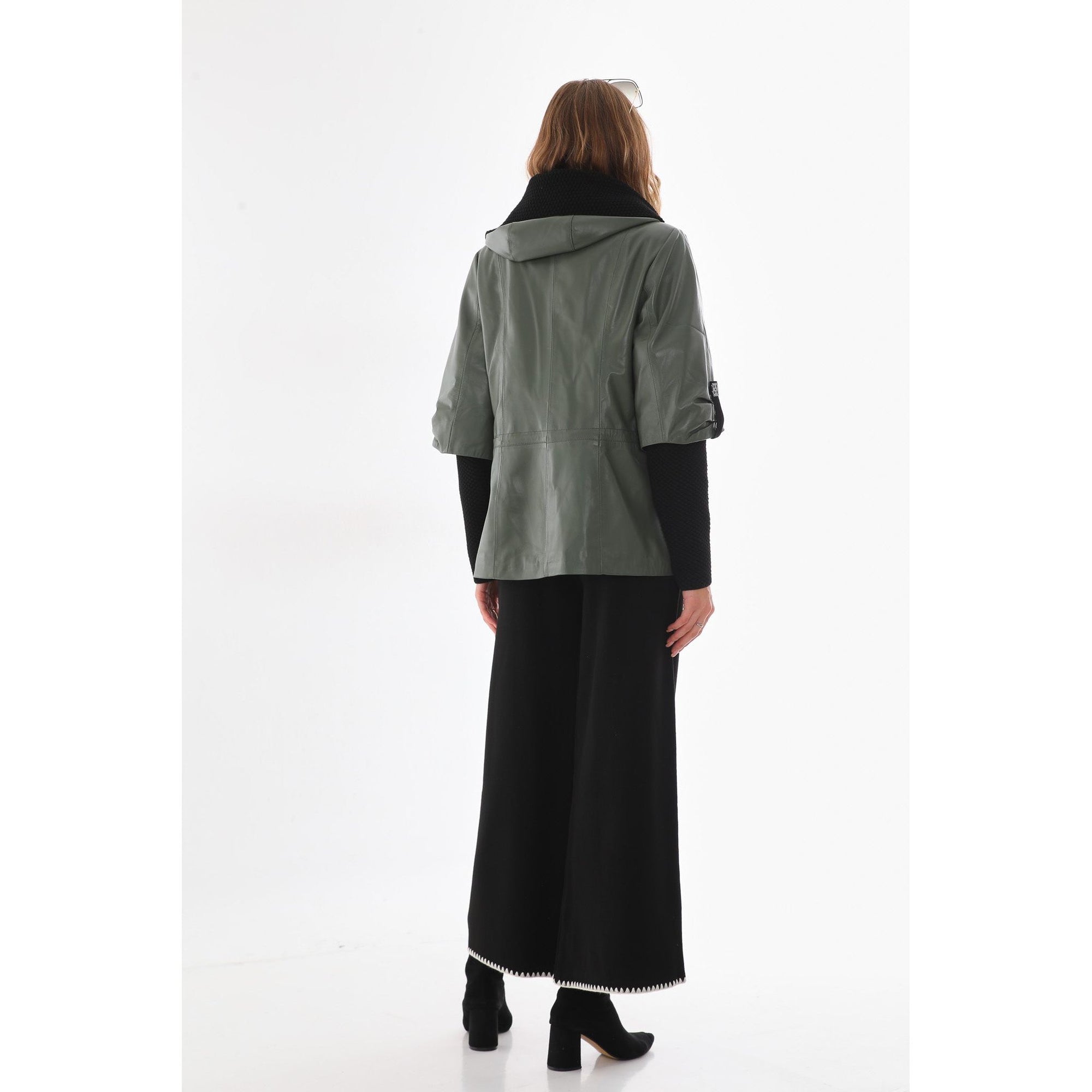 The Hudson Olive Green Leather Women Jacket