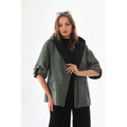 The Hudson Olive Green Leather Women Jacket