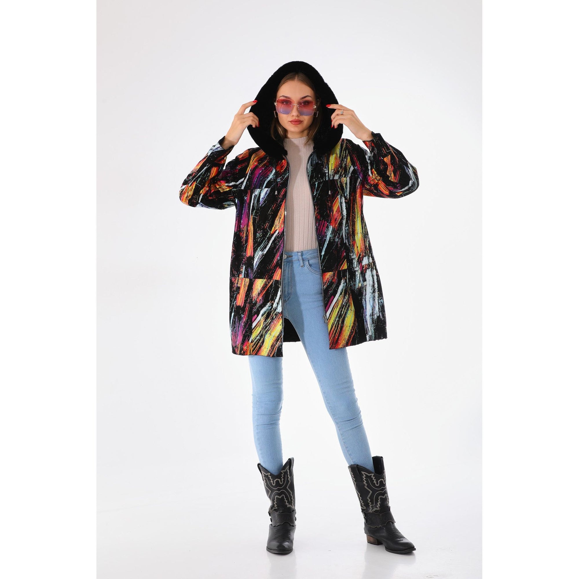 The Prisma Multicolor Leather Women Jacket