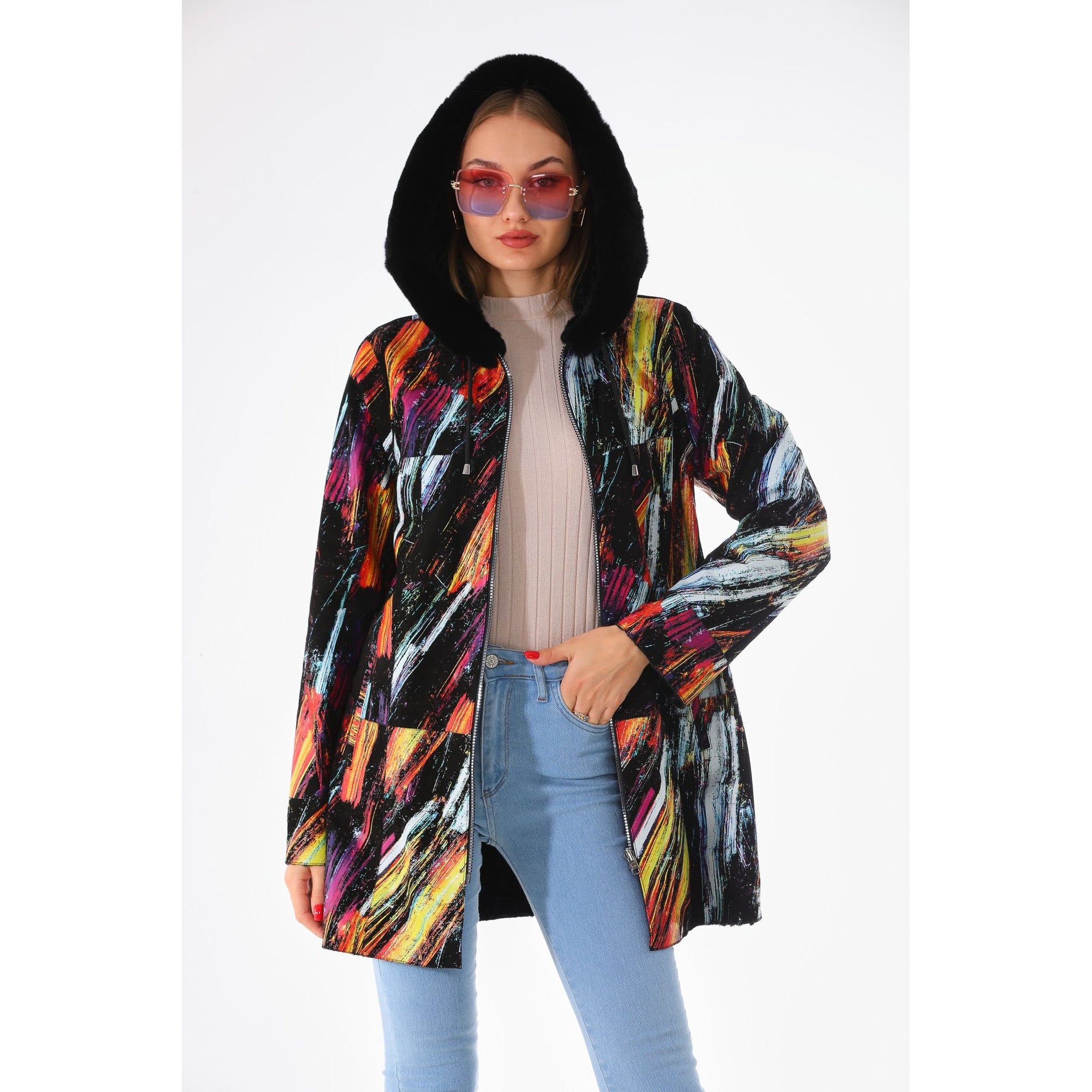 The Prisma Multicolor Leather Women Jacket