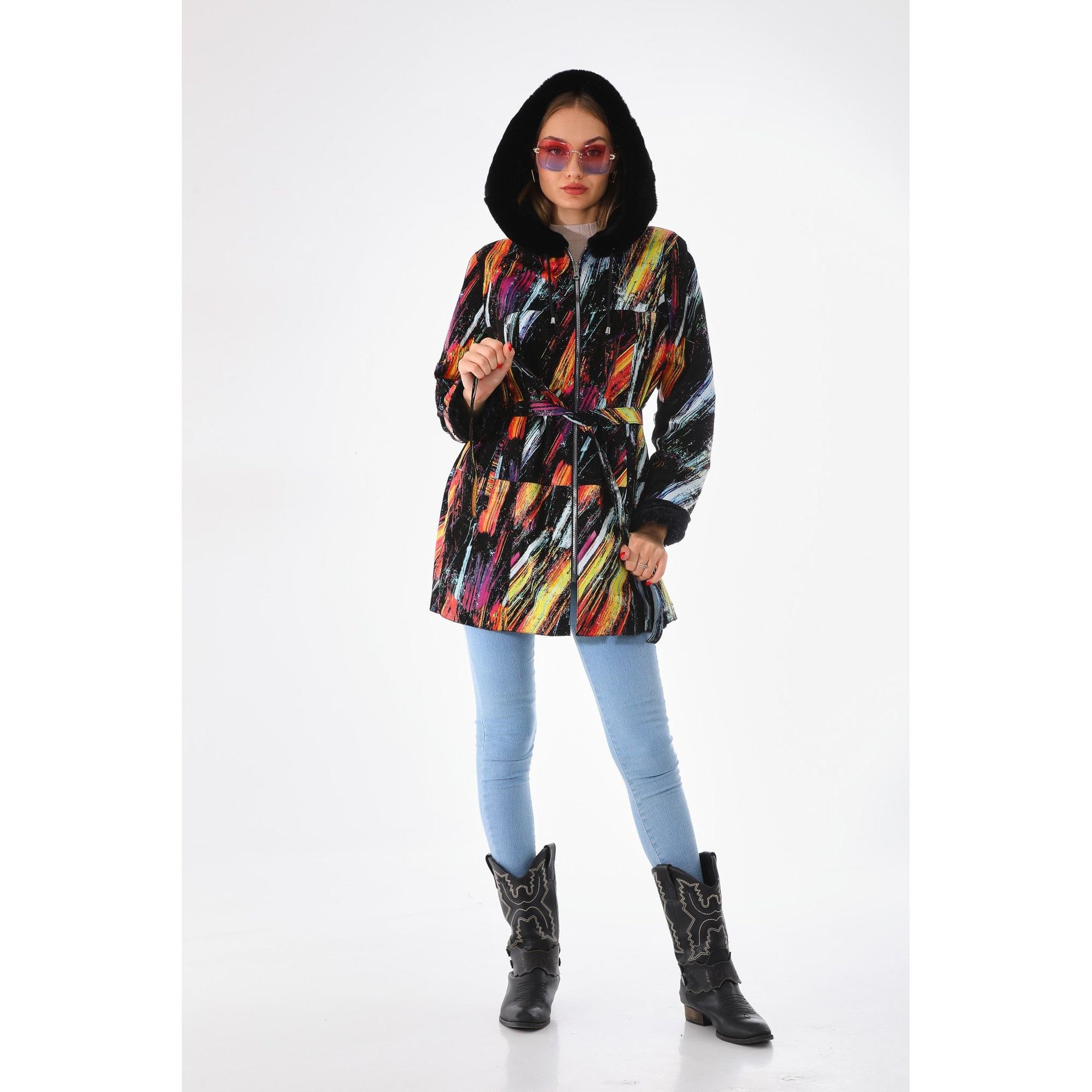 The Prisma Multicolor Leather Women Jacket