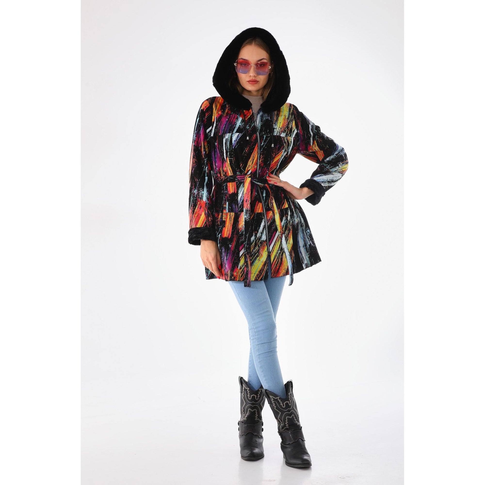 The Prisma Multicolor Leather Women Jacket