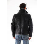Vinci The Cortina Black Shearling Leather Men Jacket