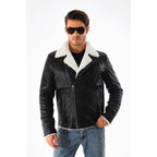 Vinci The Cortina Black Shearling Leather Men Jacket