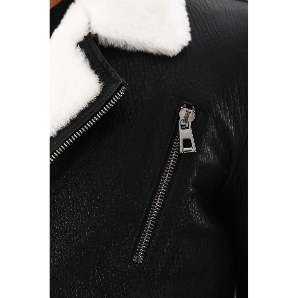 Vinci The Cortina Black Shearling Leather Men Jacket