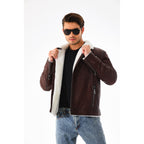 Vinci The Cortina Brown & White Shearling Leather Men Jacket