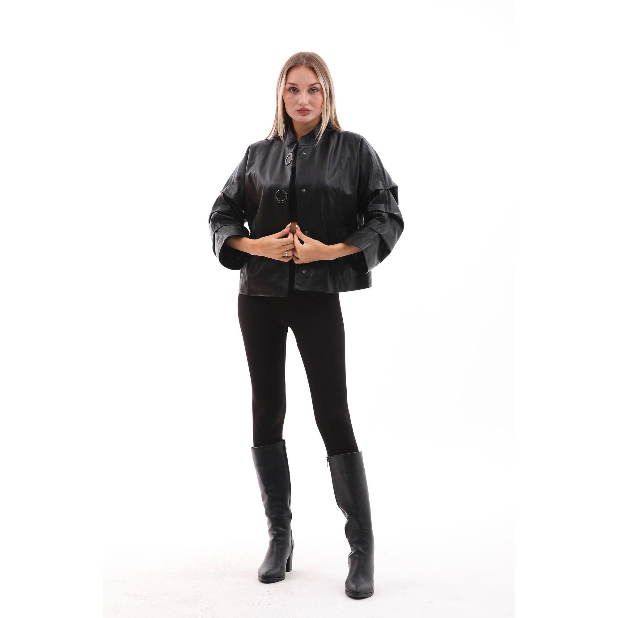 The Odessa Black Leather Women Jacket