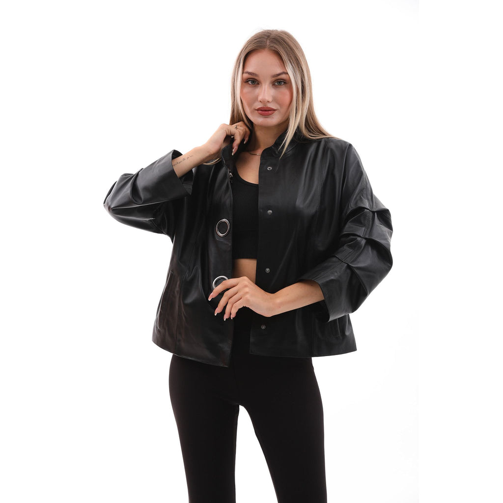 The Odessa Black Leather Women Jacket