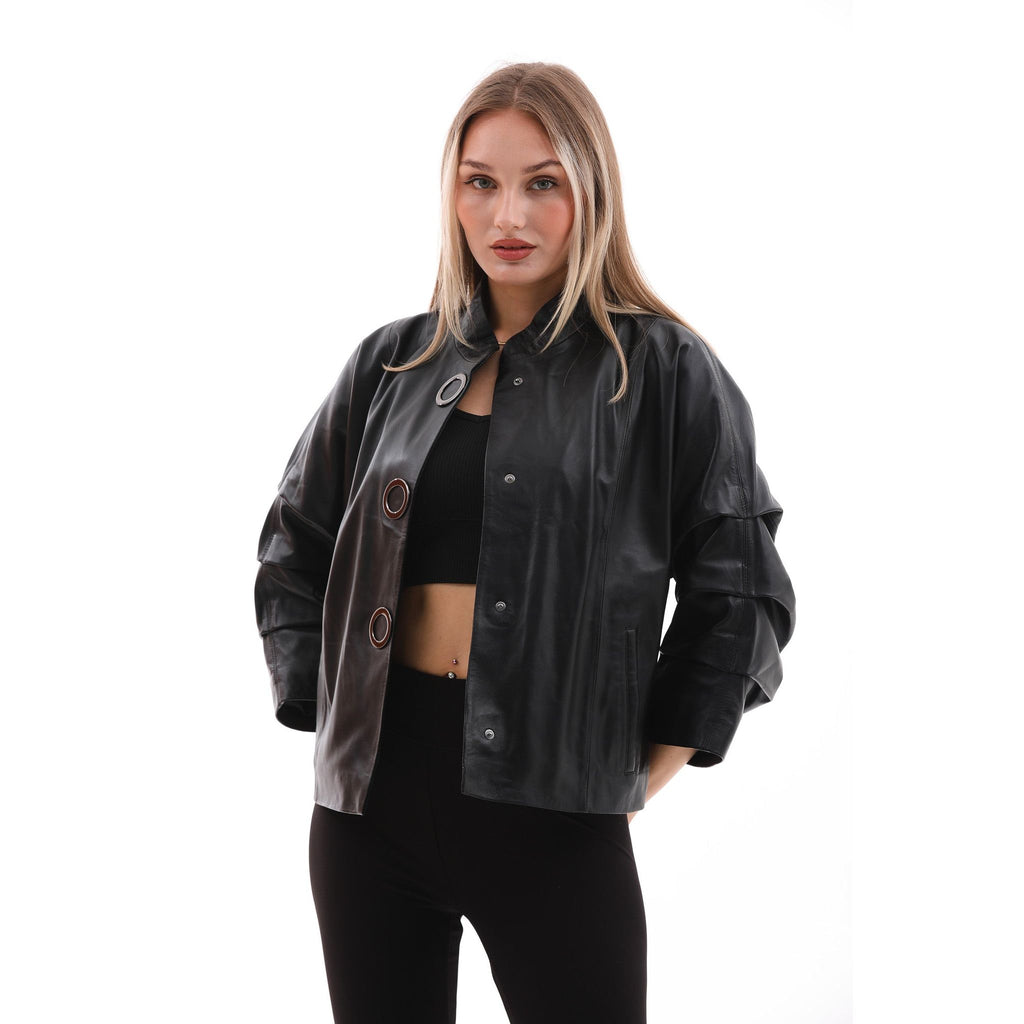 The Odessa Black Leather Women Jacket