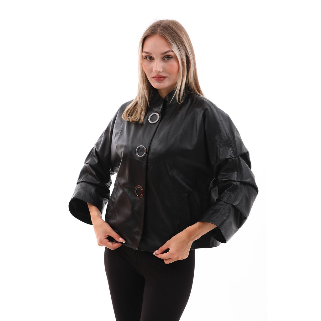 The Odessa Black Leather Women Jacket