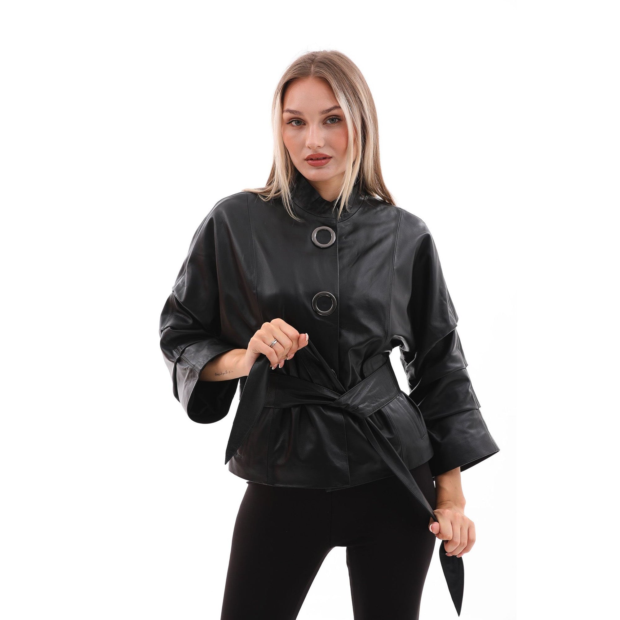 The Odessa Black Leather Women Jacket